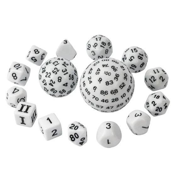 3〜100面ダイス 多面体15個セット【ホワイト】 : サイコロ専門店