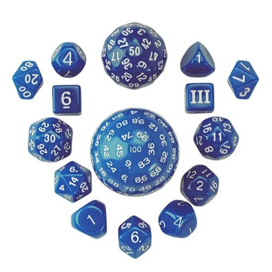 3〜100面ダイス 多面体15個セット【ブルー】 : サイコロ専門店ドラタコ