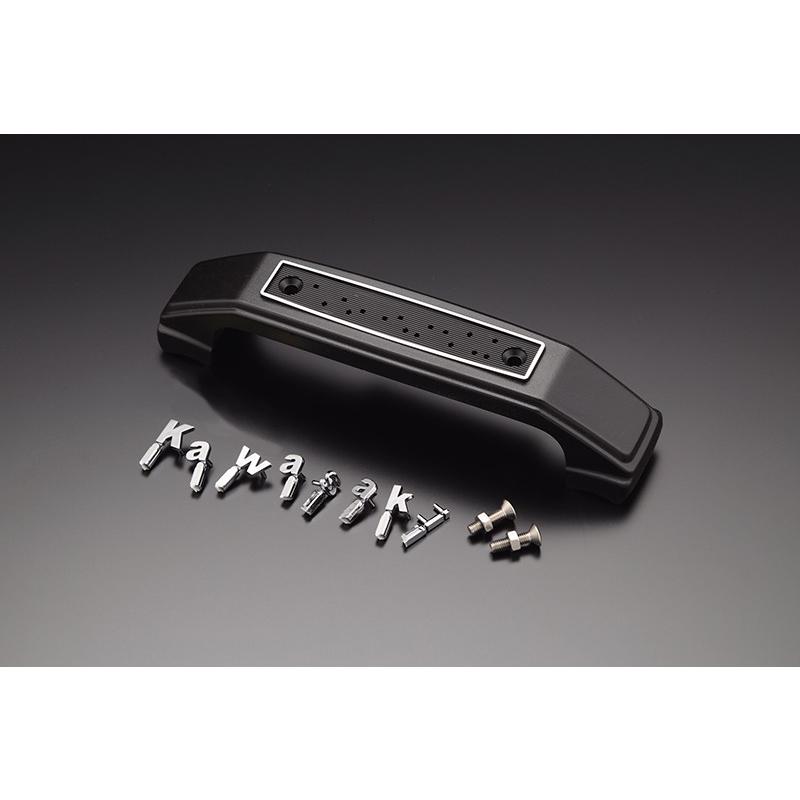 フォークカバーエンブレム 本体（文字：Kawasaki 本体：黒） | 