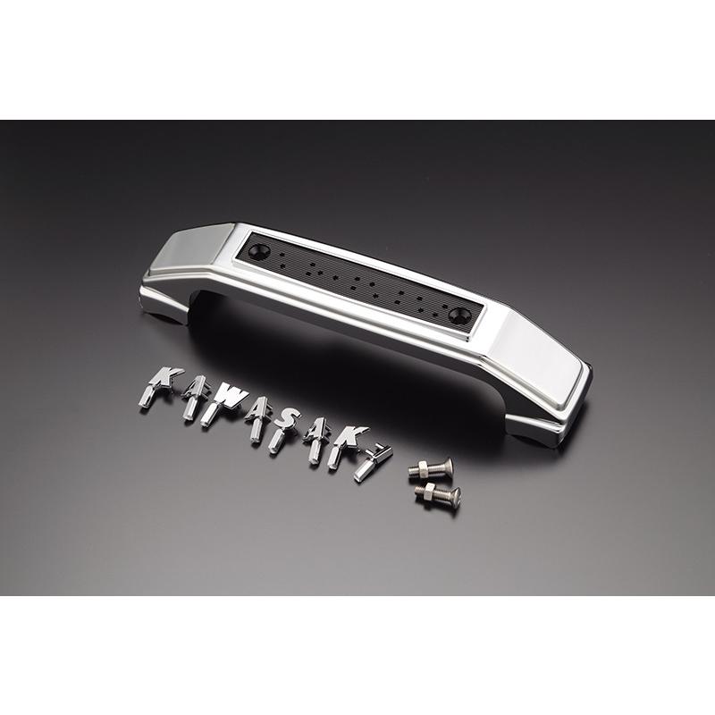 フォークカバーエンブレム 本体（文字：KAWASAKI 本体：メッキ） | 