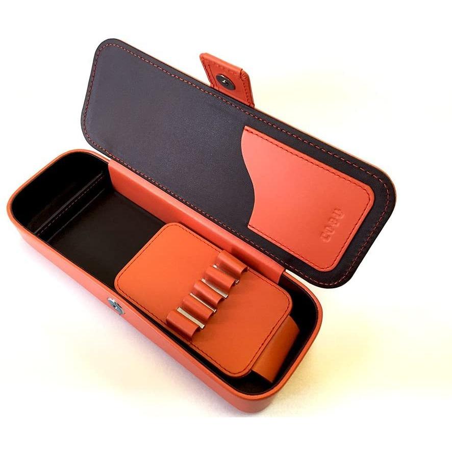 破格値下げ Cobu新本革製マグネット筆箱 C14 ペン差し取外し可能 消しゴム仕切り有 オレンジ 筆箱 Www Factana Com