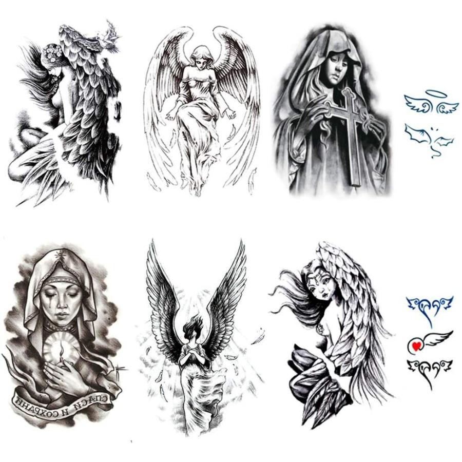 Yesallwas タトゥーシール 天使 羽 天使の翼 8枚セット 入れ墨シール 天使の羽 ウィングリアル 大判 防水 長持ち タトゥーステ 004 Doremiんち 通販 Yahoo ショッピング
