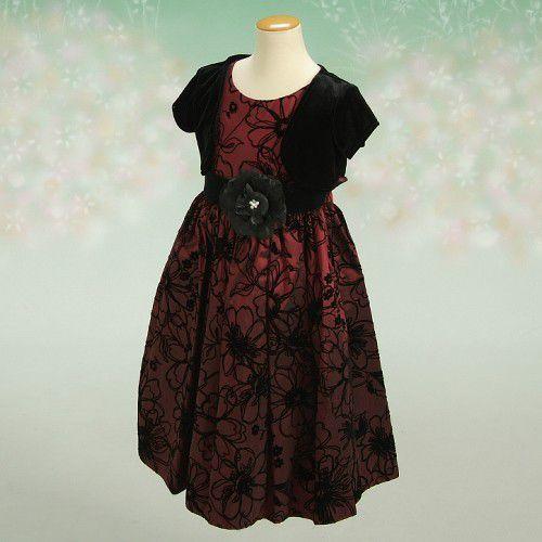 アウトレット　女の子フォーマルドレス　ワインレッド　ボレロ付き　七五三　発表会　結婚式　　 １００/１１０/１２０/１３０/１４０