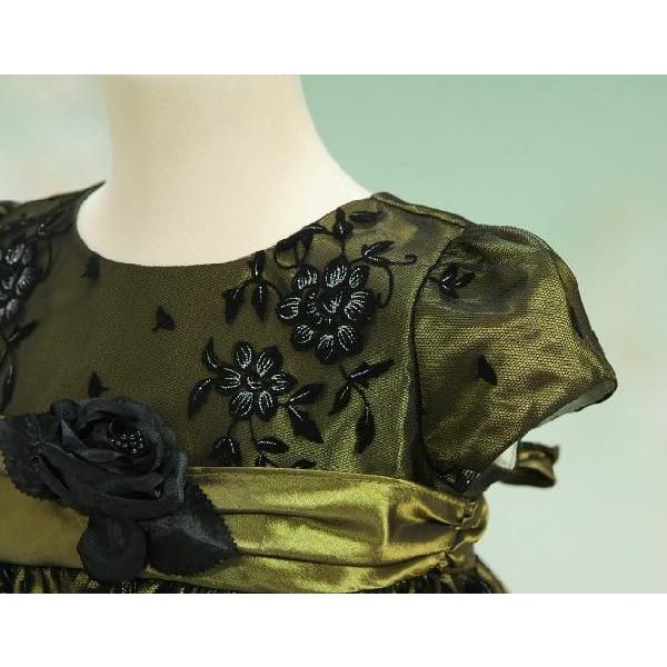 アウトレット　女の子ベビーフォーマルドレス　ダークグリーン　結婚式　パーティー　誕生会　８０/９０/９５/１００ | 京美 | 02