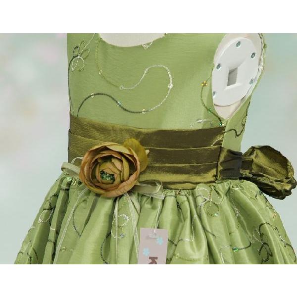キッズドレス　アウトレット　女の子　フォーマル　グリーン　七五三　発表会　結婚式　　 ９０/１００/１１０/１２０/１３０ | 京美 | 02