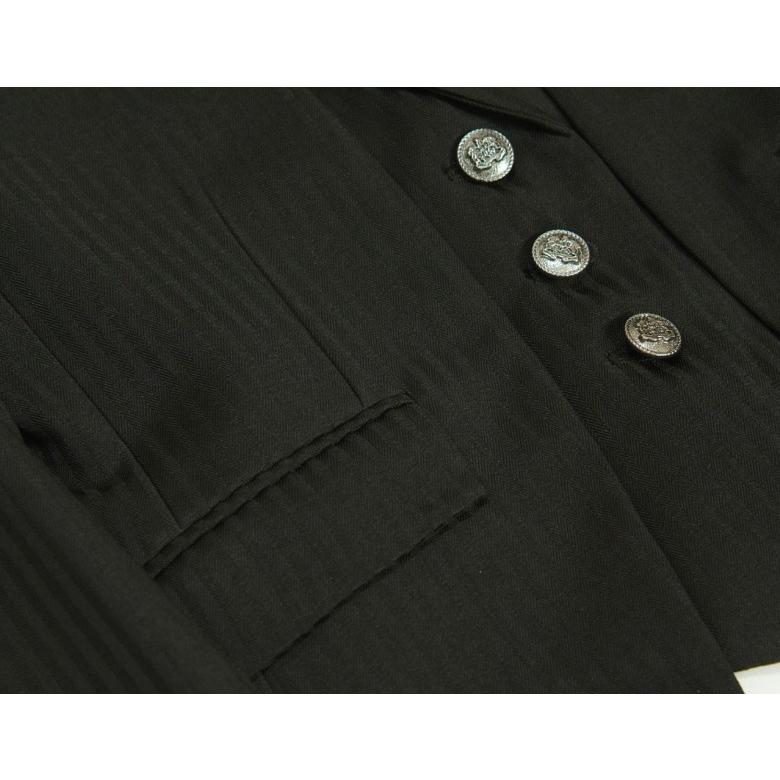 アウトレット　女児ジュニアフォーマルスーツ　140cm〜165cm　黒　シルバー三つ釦　スカートタイプ | 京美 | 02