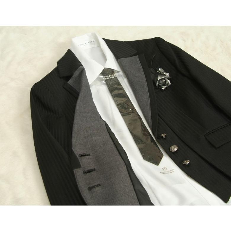 アウトレット　女児ジュニアフォーマルスーツ　140cm〜165cm　黒　シルバー三つ釦　スカートタイプ | 京美 | 03