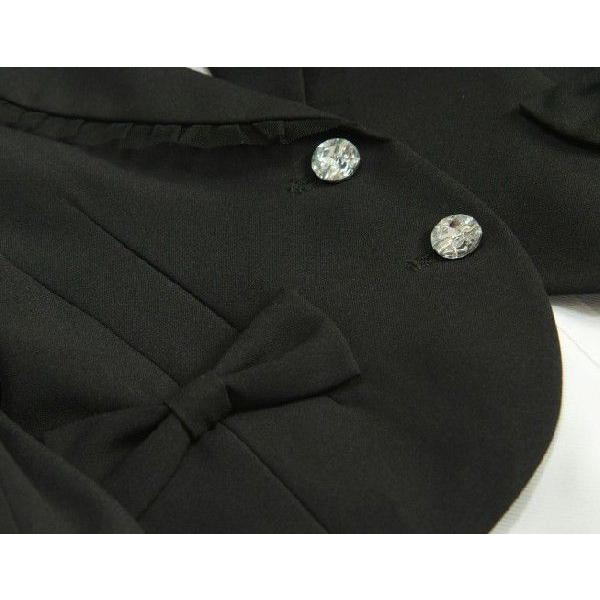 アウトレット　女児キッズフォーマルスーツ5点セット　黒　二つ釦　チュールレーススカート　スーツタイプ　１１５cm | 京美 | 02