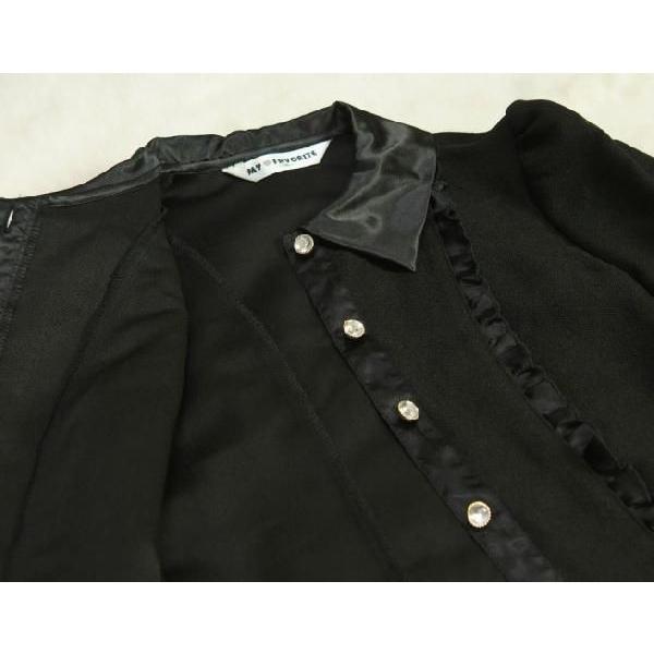 アウトレット　女児キッズフォーマルスーツ2点セット　黒　チュールレーススカート　ブラウススカートセット　１３０cm | 京美 | 03