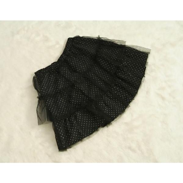 アウトレット　女児キッズフォーマルスーツ2点セット　黒　チュールレーススカート　ブラウススカートセット　１３０cm | 京美 | 04