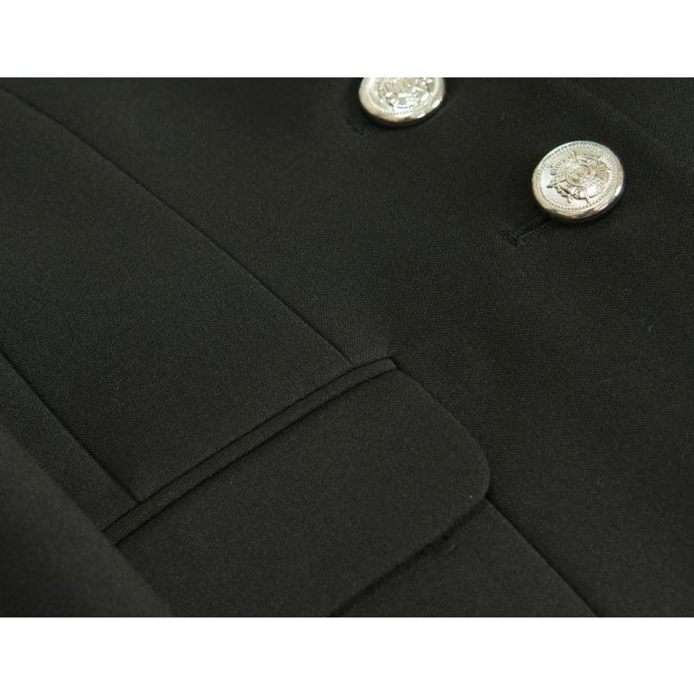 アウトレット　女児ジュニアフォーマルスーツ5点セット　黒　シルバー二つ釦　スカート黒ゴールド格子チェック　ウエスト総ゴム仕様　１４０cm | 京美 | 02