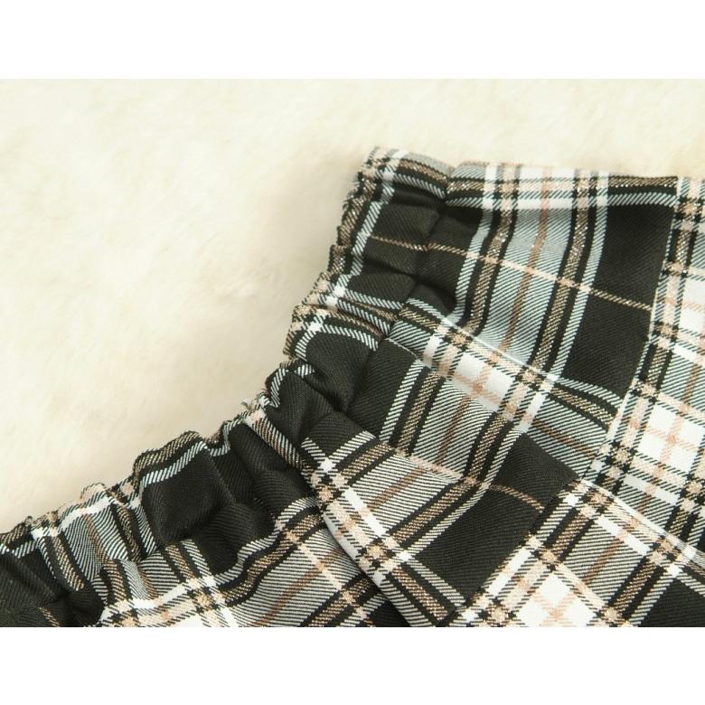 アウトレット　女児ジュニアフォーマルスーツ5点セット　黒　シルバー二つ釦　スカート黒ゴールド格子チェック　ウエスト総ゴム仕様　１４０cm | 京美 | 05