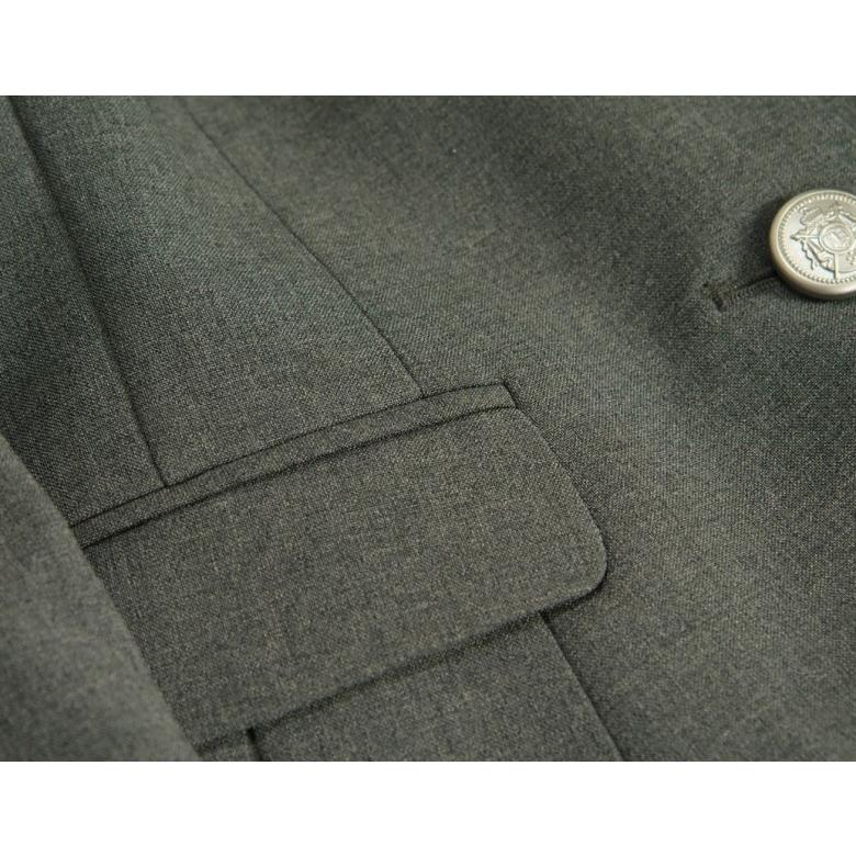 アウトレット　女児ジュニアフォーマルスーツ5点セット　濃グレー　シルバー二つ釦　スカート黒ブルーラインチェック　１４０cm | 京美 | 02