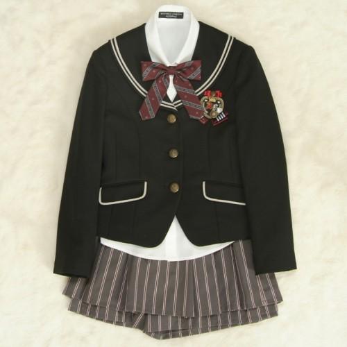 アウトレット 女児ジュニアフォーマルスーツ5点セット 黒 三つ釦  