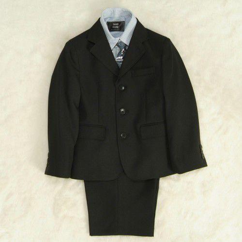アウトレット　　男の子スーツ５点セット　チャコールグレー　シャツカラーチェック　三つ釦タイプ　１２０cm