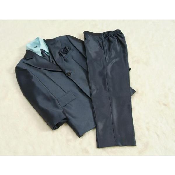 アウトレット　男児スーツ６点セット　ネイビー　シャツブルー　一つ釦ロングジャケット　ロングパンツ　マジックテープタイプベスト及びシャツ付　１２０cm | 京美 | 01