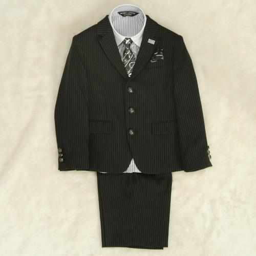 アウトレット　男の子スーツ５点セット　チャコールグレー　シャツ衿袖クレリック　三つ釦タイプ　ハーフパンツセット　１３０cm　ミチコロンドン 