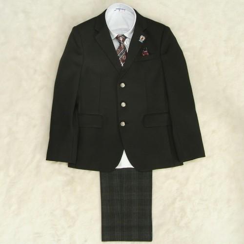 アウトレット　男の子ジュニアスーツ５点セット　チャコールグレー　白シャツ　ロングパンツ　１６０cm　JFAオフィシャル仕様