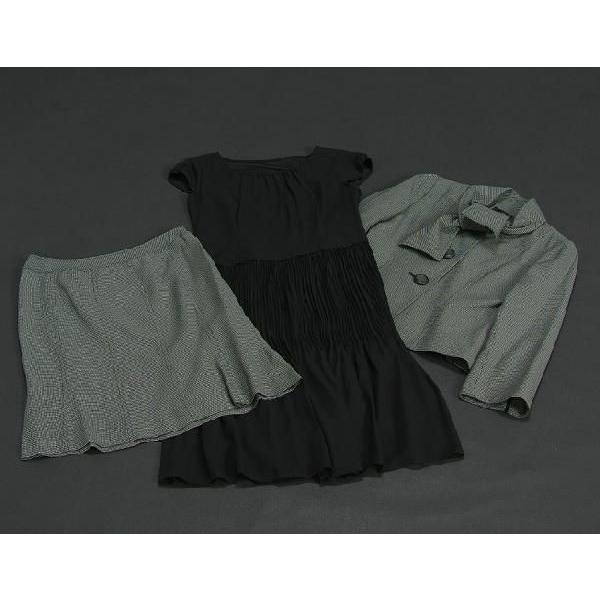 フォーマルスーツ　アウトレット品　セミロング丈　グレー　ブラック　３点セット　サイズ５号 | 京美 | 01