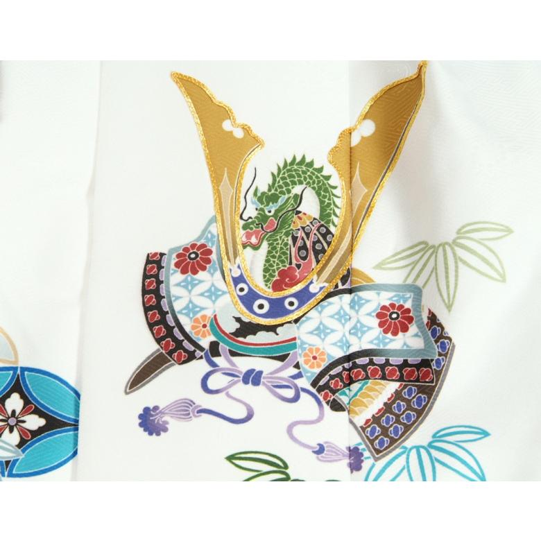 七五三 男の子 3歳 被布着物セット 青紺地 矢絣 絵羽柄 被布白色 白半襟に足袋付きセット 日本製 | 京美 | 05