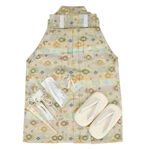 七五三 着物 男の子 男児袴セット 淡い水色パープル 紋柄袴 3歳から5歳用 ５５cm 七点セット へら付き 収納箱付き