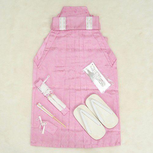 七五三　着物　男児袴セット　ピンク　斜ストライプ　五歳用　６０cm　七点セット