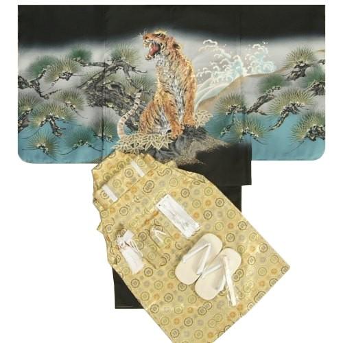 京美 七五三 男児 着物袴セット 虎 黒地羽織着物 金糸刺繍使い 京美 七五三 男児 着物袴セット 虎 黒地羽織着物 金糸刺繍使い