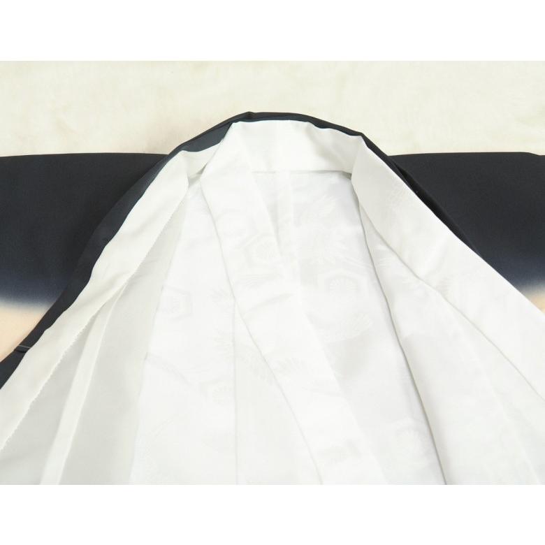 七五三 5歳 正絹 着物袴セット 総刺繍昇り鯉紺地正絹羽織着物 手描き 黒縞正絹袴 12点セット 足袋付きセット 日本製 | 京美 | 04