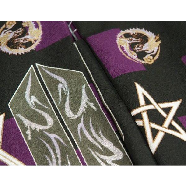 七五三 着物 5歳 男の子 男児着物袴セット 式部浪漫 黒地羽織 星 紫色地着物 黒銀矢羽紋袴 12点セット 足袋付きセット | 京美 | 02