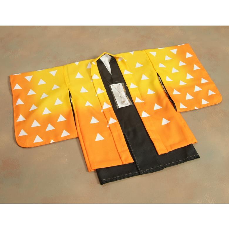 七五三 着物 男の子袴セット 5歳 黄色橙ぼかし 鱗文様柄羽織 黒無地袴 12点セット 足袋付きセット | 京美 | 03