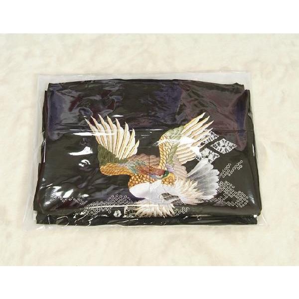 京美 七五三 5歳 男の子 正絹 羽織単品 総刺繍見返り鷹 黒 手本絞り 金