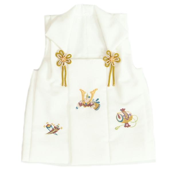 七五三 3歳 被布単品 男の子 着物 白色 兜刺繍 金駒刺繍 日本製 | 京美