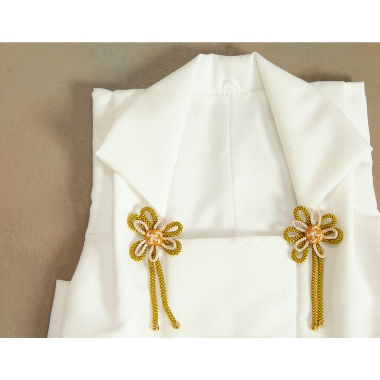 七五三 3歳 被布単品 男の子 着物 白色 兜刺繍 金駒刺繍 日本製 | 京美 | 03