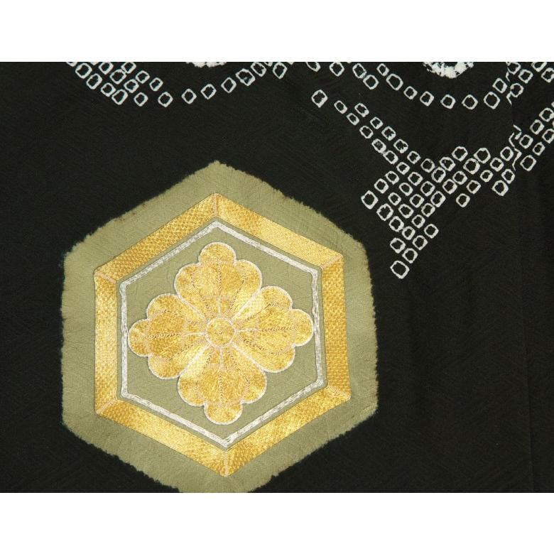 京美 七五三 5歳 男の子 正絹 羽織単品 総刺繍鷹 黒 手本絞り 金駒刺繍 