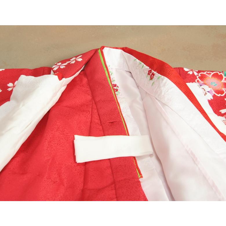 七五三 着物 3歳 女の子 被布セット 京都花ひめ 絵羽柄 赤地色 被布白 