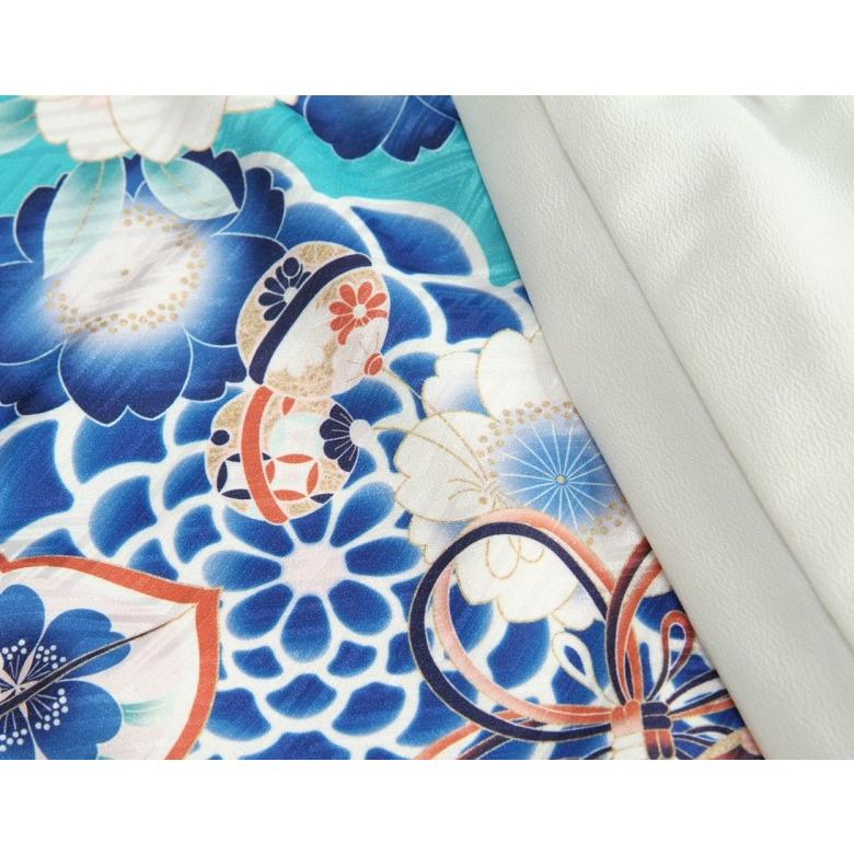 七五三 着物 3歳 女の子 被布セット マユミブランド 青緑色 牡丹菊 被布刺繍使い白色 雛祭り 正月 足袋付フルセット 日本製 | 京美 | 02