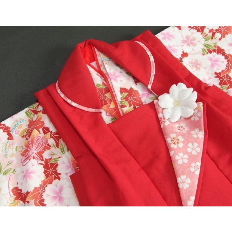 七五三 着物 三歳 女の子 被布セット 京都花ひめブランド 赤地色 被布赤色 楓 桜 地紋生地 足袋付きセット | 京美 | 03