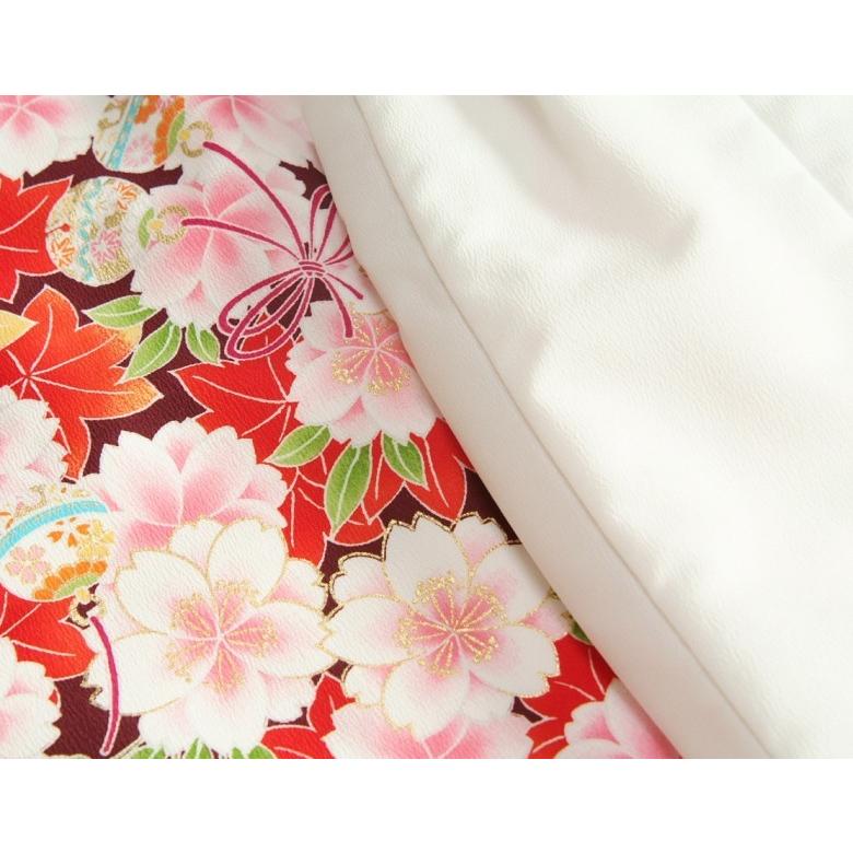 七五三 着物 三歳 女の子 被布セット 京都花ひめブランド 赤紫 被布白 楓 桜 地紋生地 足袋付きセット | 京美 | 02