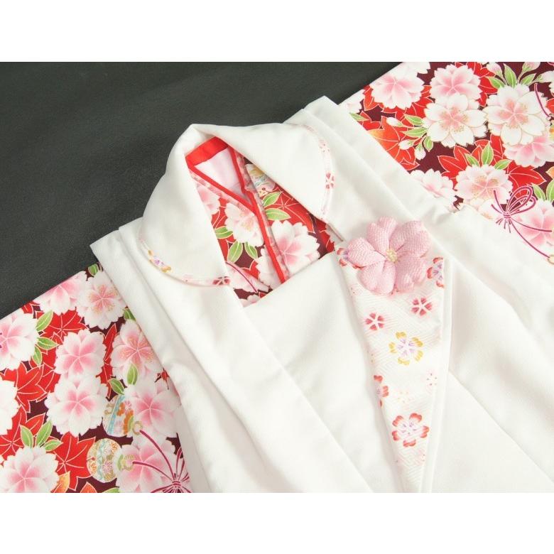 七五三 着物 三歳 女の子 被布セット 京都花ひめブランド 赤紫 被布白 楓 桜 地紋生地 足袋付きセット | 京美 | 03