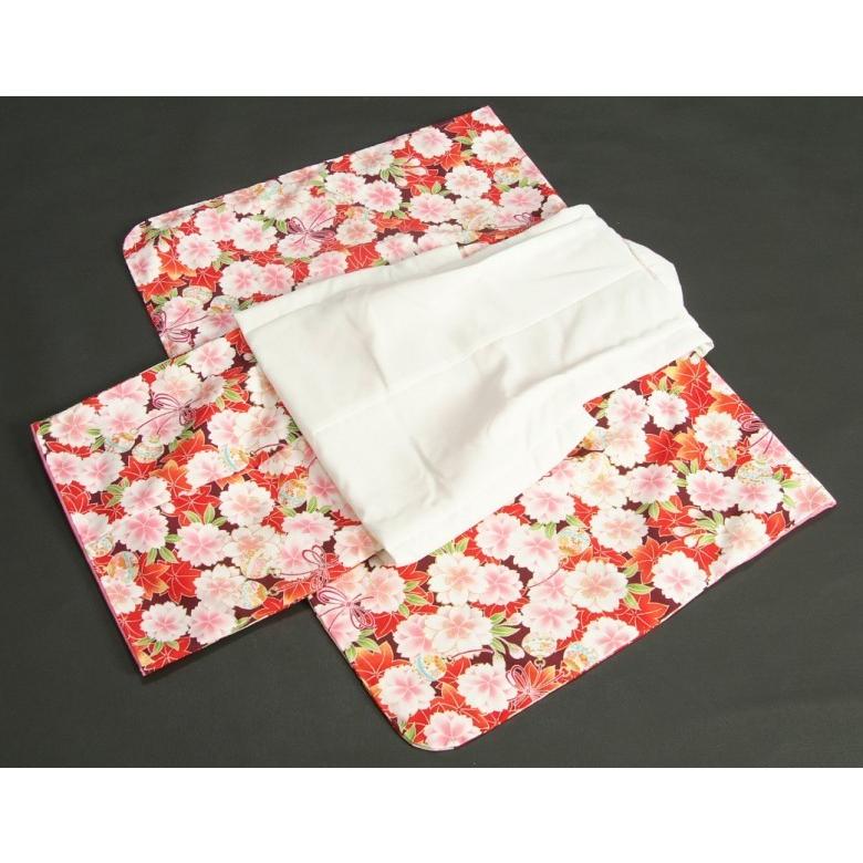 七五三 着物 三歳 女の子 被布セット 京都花ひめブランド 赤紫 被布白 楓 桜 地紋生地 足袋付きセット | 京美 | 04