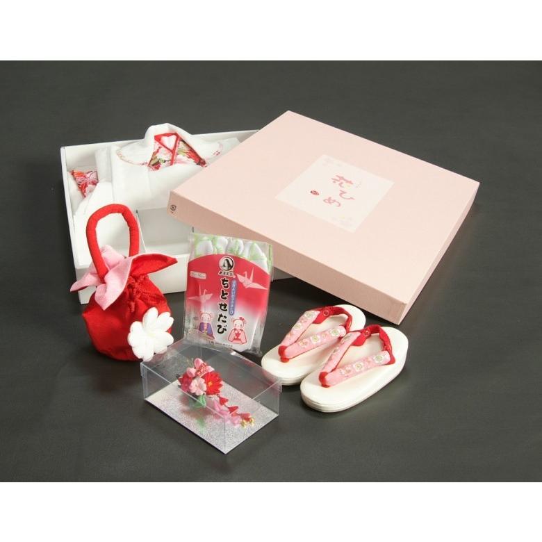 七五三 着物 三歳 女の子 被布セット 京都花ひめブランド 赤紫 被布白 楓 桜 地紋生地 足袋付きセット | 京美 | 06