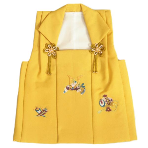 七五三 3歳 被布単品 男の子 着物 金茶ベージュ色 兜刺繍 金駒刺繍 日本製