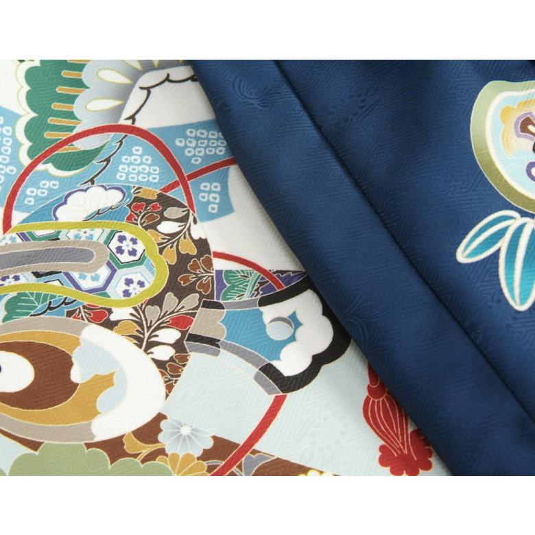 京美 七五三 男の子 3歳 被布着物セット 白地 鷹 松竹梅 熨斗 絵羽柄