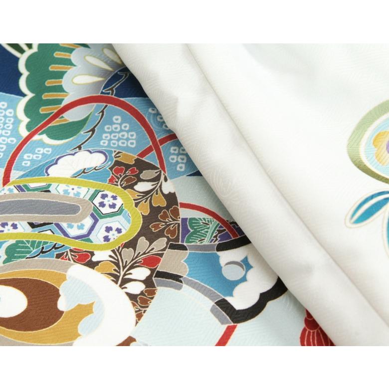 七五三 男の子 3歳 被布着物セット 紺地 絵羽柄 被布白色 白半襟に足袋付きセット 日本製 | 京美 | 03