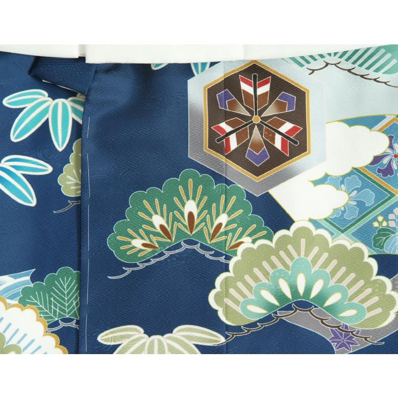 七五三 男の子 3歳 被布着物セット 紺地 絵羽柄 被布白色 白半襟に足袋付きセット 日本製 | 京美 | 07