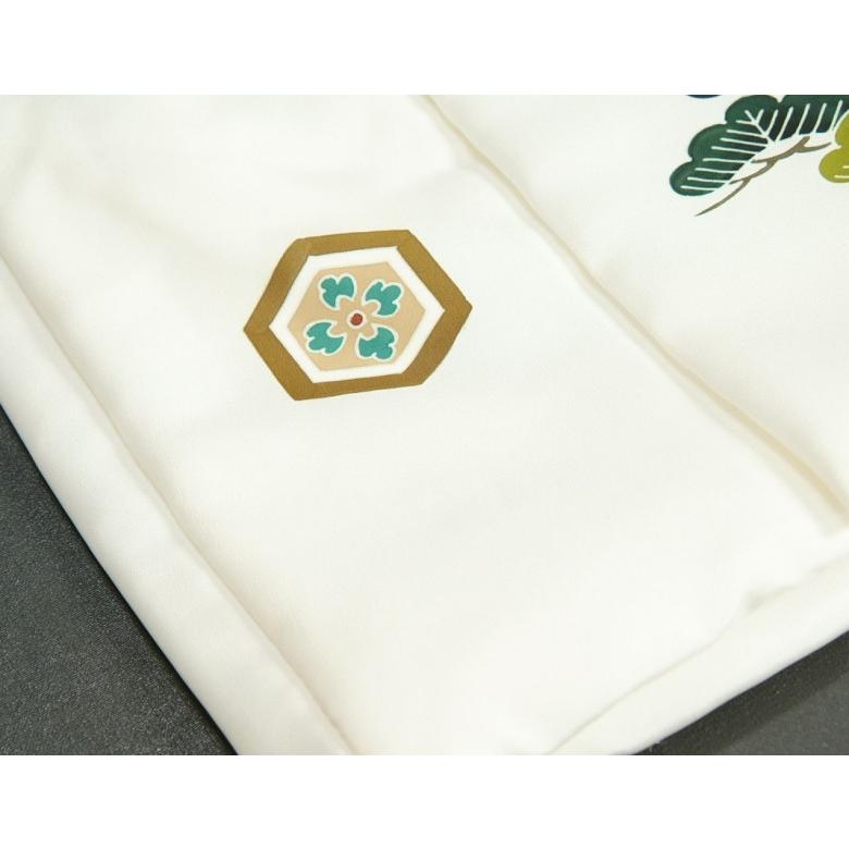 七五三 3歳 男の子 着物 正絹被布雪駄セット 白 鷹 手描き 変わり無地精華生地 選べる信玄袋 足袋付き 日本製 | 京美 | 02