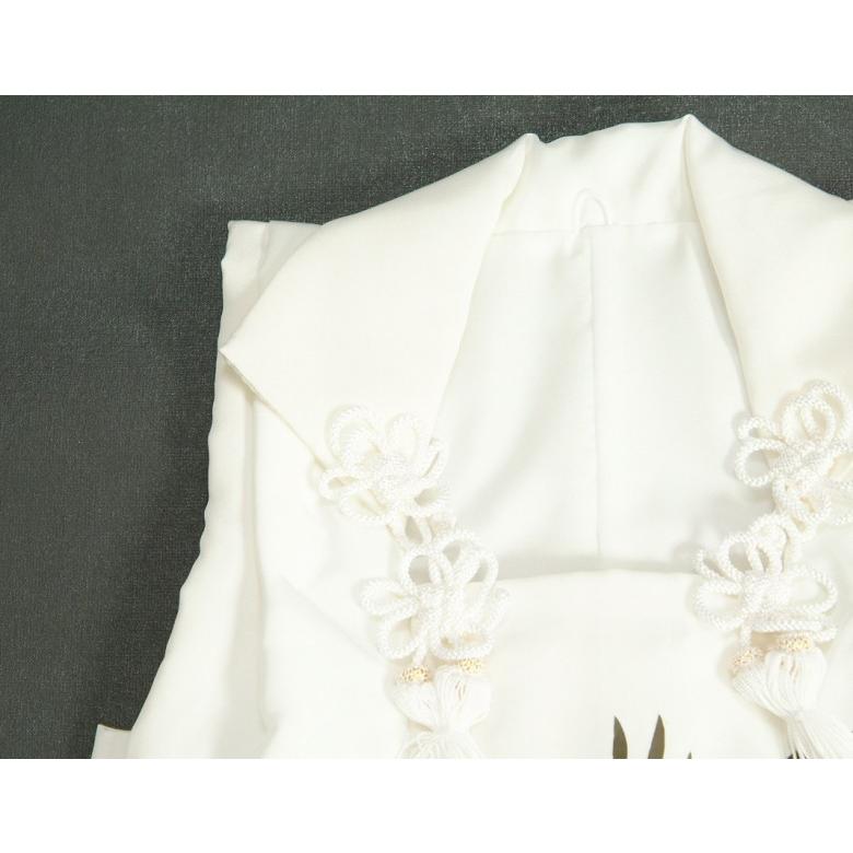 七五三 3歳 男の子 着物 正絹被布雪駄セット 白 鷹 手描き 変わり無地精華生地 選べる信玄袋 足袋付き 日本製 | 京美 | 04