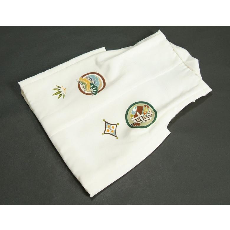 七五三 3歳 男の子 着物 正絹被布雪駄セット 白 鷹 手描き 変わり無地精華生地 選べる信玄袋 足袋付き 日本製 | 京美 | 05