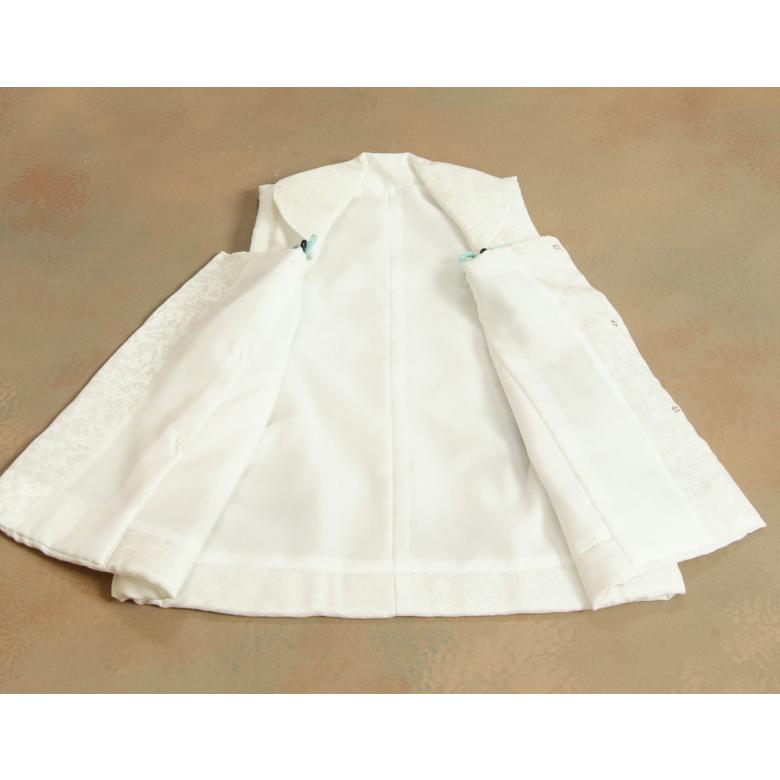 七五三 3歳 着物 男の子 絹100％ 正絹 被布単品 白 兜 手描き 金彩使い 吹雪地紋生地 | 京美 | 07