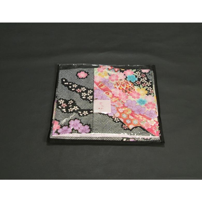 七五三着物 7歳 女の子 四つ身着物 京都花ひめブランド 黒色地総疋田柄 まり 絵羽柄 紋意匠生地 | 京美 | 05